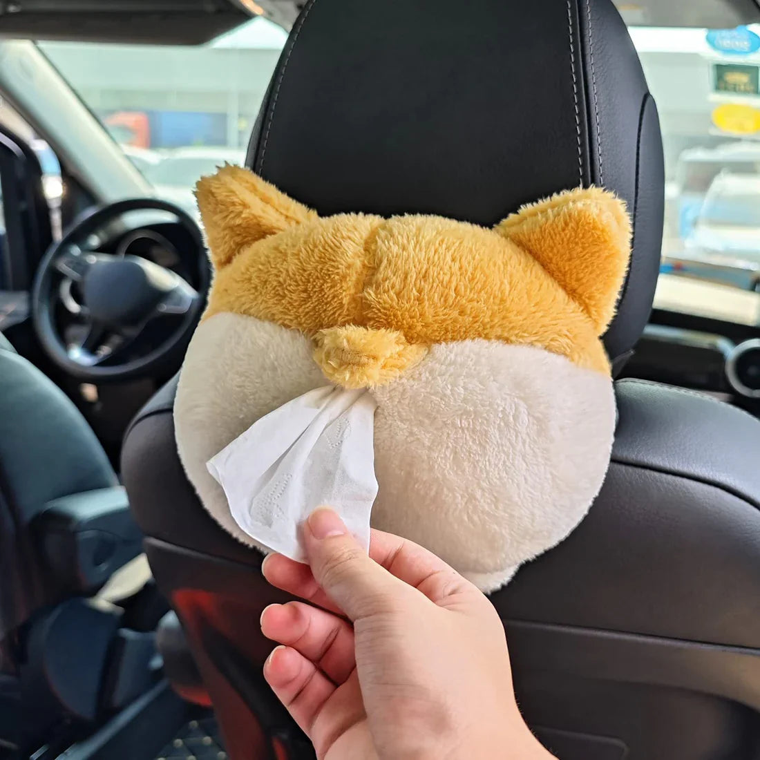 Tissue Box Cover Soft Adorable Corgi Butt Shaped Creative Storage Bag Hanging Pouch Tissue Box Wrapper For Car Home 52.00 AED
